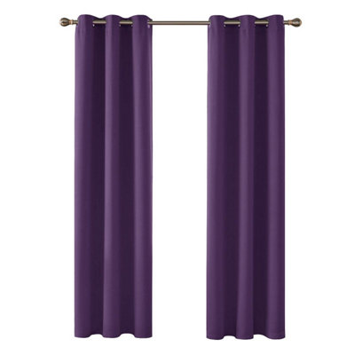 Deconovo Home Decoration Thermal Insulated Curtains Blackout Curtains Eyelet Curtains Purple Grape W42 x L95 Inch One Pair