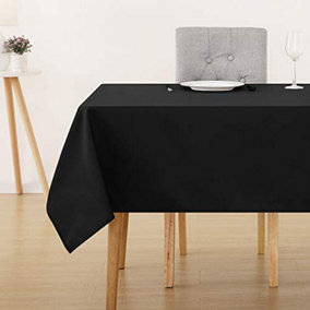Deconovo Home Decorations Oxford Wipeable Tablecloth Rectangle Water Resistant Table Cloth 132x229cm Black