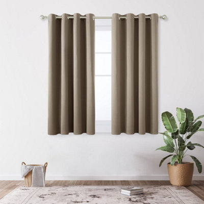 Deconovo Home Decorative Eyelet Curtains Thermal Insulated Blackout Curtains for Living Room Taupe 42 x 54 Inch 2 Panels