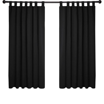 Deconovo Home Decorative Tab Top Blackout Curtains Thermal Insulated Curtains for Living Room Black W42 x L63 Inch One Pair