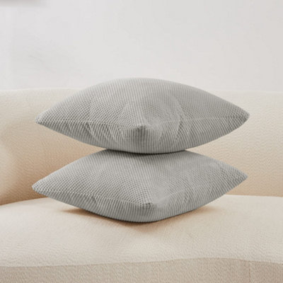 Deconovo Large Corduroy Light Grey Cushion Covers 60cm x 60cm Fluffy Fabric Dotted Throw Pillow Covers Set of 2 DIY at B Q