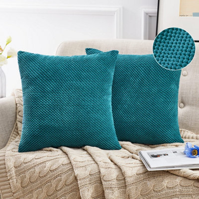 Deconovo Large Dark Teal Cushion Covers 60cm x 60cm Corduroy Granule Throw Pillow Covers with Invisible Zipper 2 Pieces DIY at B Q