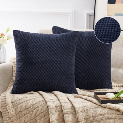 Deconovo Large Navy Cushion Covers 55 x 55cm, Soft Corduroy Fabric