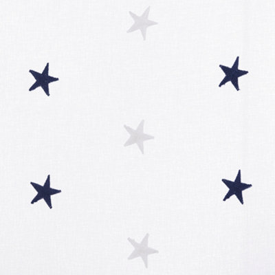 Deconovo Linen Look Embroidered Voile Curtains Star Pattern Sheer Curtains for Kids 55 x 90 Inch Navy Blue Two Panels