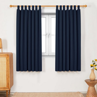 Deconovo Navy Blue Curtains Tab Top Window Treatments Blackout Thermal Curtains for Living Room Navy Blue 52 x 63 Inch One Pair