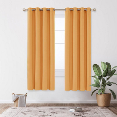 Deconovo Noise Reduction Curtains Blackout Curtains Thermal Eyelet Curtains for Children Bedroom Orange Flame W55 x L82 One Pair