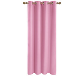 Deconovo Nursery Curtain Thermal Insulated Blackout Curtain Ring Top Curtain for Bedroom 52"x 63" Pink 1 Panel