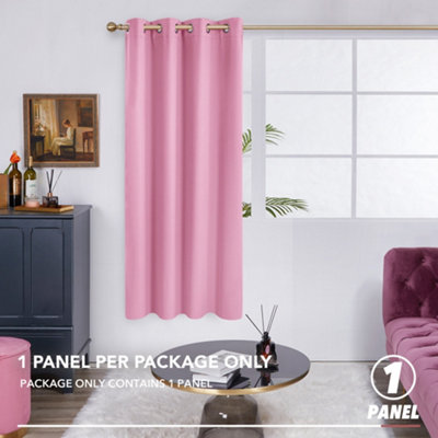 Deconovo Nursery Curtain Thermal Insulated Blackout Curtain Ring Top Curtain for Bedroom 52"x 63" Pink 1 Panel
