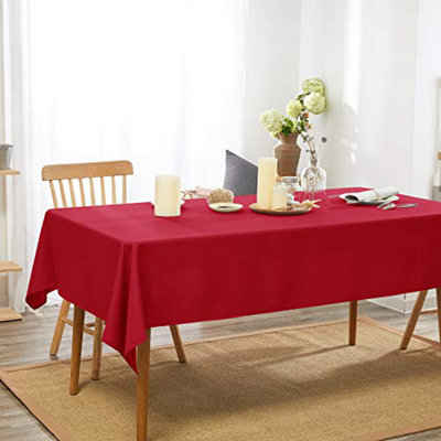 Deconovo Oxford Decorative Tablecloth Wipeable Rectangle Water Resistant Tablecloth 137x200cm Red