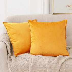 Deconovo Pack of 2 Large Crushed Velvet Cushion Covers with Invisible Zipper 65cm x 65cm Gold