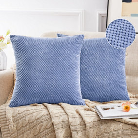 Deconovo Pack of 2 Lilac Cushion Covers 45 x 45 cm, Soft Dot Corduroy Fabric Throw Pillow Covers with Invisible Zipper