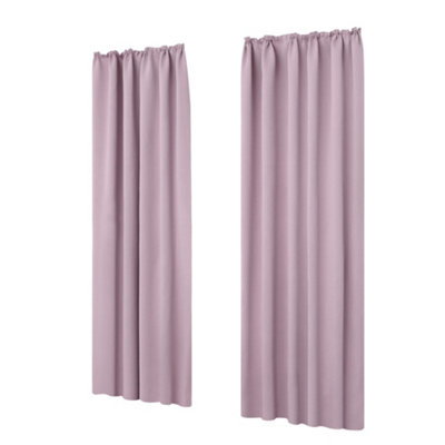 Deconovo Pencil Pleat Curtains Solid Blackout Curtains Thermal Insulated Curtains for Bedroom W55 x L54 Inch Baby Pink One Pair