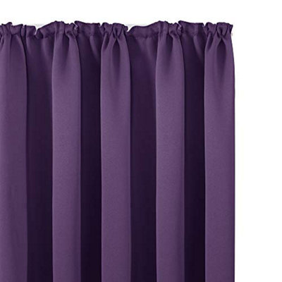 Deconovo Pencil Pleat Curtains Solid Blackout Curtains Thermal Insulated Curtains for Bedroom W55 x L69 Inch Dark Purple One Pair