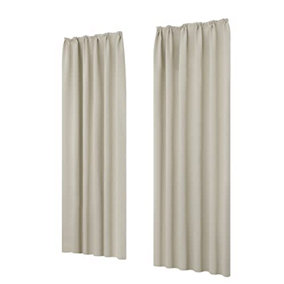Deconovo Pencil Pleat Curtains Thermal Insulated Curtains Blackout Curtains for Living Room Light Beige W55 x L96 Inch 2 Panels
