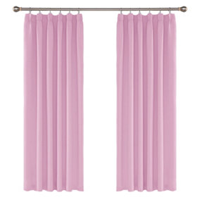 Deconovo Pencil Pleat Solid Thermal Insulated Energy Saving Blackout Curtains 46 x 90 Inch Pink 2 Panels