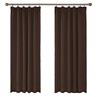 Deconovo Pencil Pleat Solid Thermal Insulated Energy Saving Blackout Curtains 66 x 72 Inch Brown 2 Panels