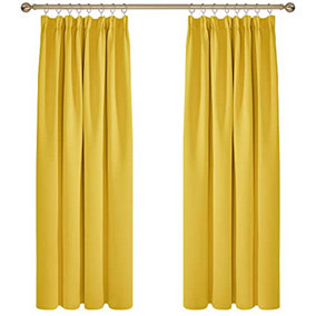 Deconovo Pencil Pleated Curtains Thermal Insulated Curtains Blackout Curtains 46 x 72 Inch Mustard Yellow 1 Pair
