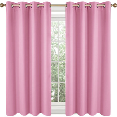 Deconovo Pink Blackout Curtains Solid Thermal Insulated Eyelet Curtains