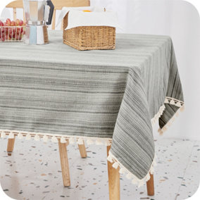 Deconovo Rectangle Table Cloth Faux Linen Rectangle Tablecloth Wipable Decorative Rectangle Table Cover 130x280cm (51x110in) Grey