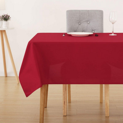 Deconovo Red Wipeable Tablecloth 132x229cm(52x90in) Water Resistant Rectangular Table Cloth