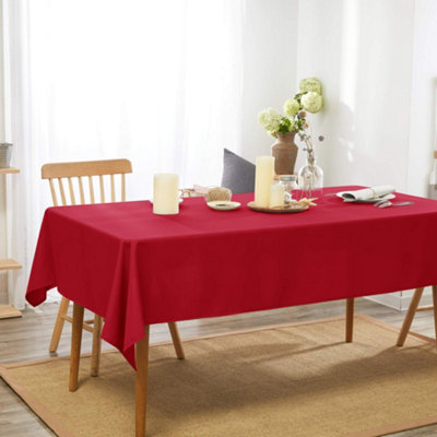 Deconovo Red Wipeable Tablecloth 132x229cm(52x90in) Water Resistant Rectangular Table Cloth