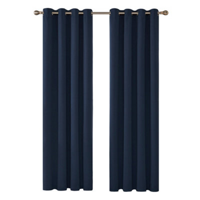 Deconovo Room Darkening Curtains Eyelet Blackout Curtains Thermal Curtains for Boys Bedroom Navy Blue 42 x 63 Inch 2 Panels