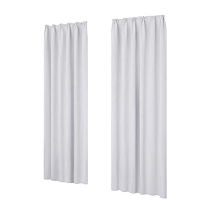 Deconovo Room Darkening Curtains Pencil Pleat Curtains Blackout Curtains for Baby Nursery W55"x L79" Silver White One Pair
