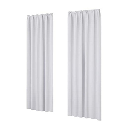 Deconovo Room Darkening Curtains Pencil Pleat Curtains Thermal Insulated Curtains for Nursery W55 x L102 Inch Silver White 1 Pair