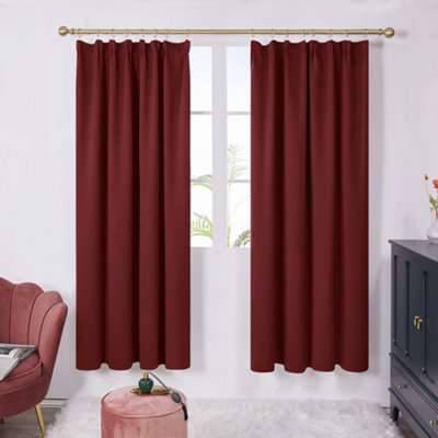 Deconovo Room Darkening Curtains Soft Thermal Pencil Pleat Curtains Blackout Curtains for Girls Room 42 x 84 Inch Red 2 Panels