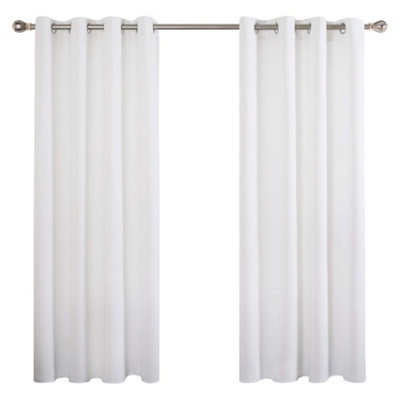 Deconovo Room Darkening Eyelet Curtains Thermal Solid Curtains for Living Room, White, 42 x 90 Inch, 2 Panels