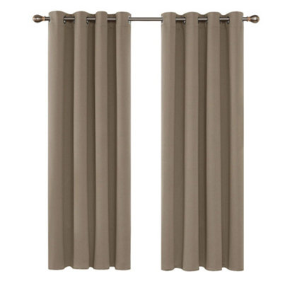 Deconovo Room Darkening Solid Curtains Thermal Insulated Blackout Curtains for Kids Bedroom, 53 x 95 Inch, Taupe, Two Panels