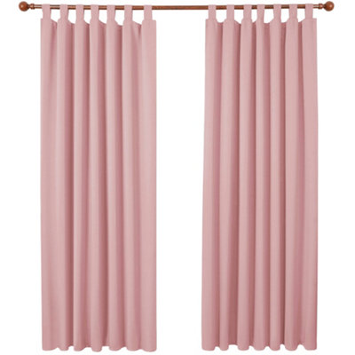 Deconovo Room Darkening Tab Top Curtains Blackout Curtains Thermal Insulated Curtains for Windows Coral Pink 140x280cm Two Panels