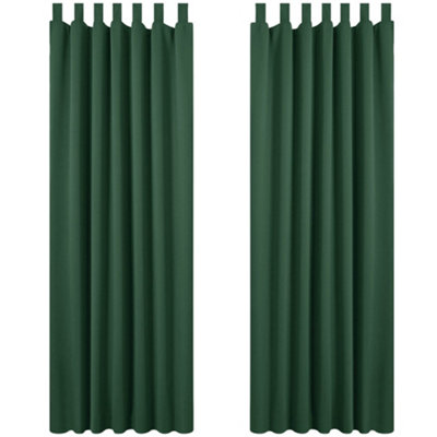 Deconovo Set of 2 Children's Girls' Thermal Blackout Curtains, Anti-Cold, Insulation, Kitchen Curtain, 140 x 280 cm, Pine Green