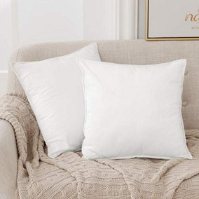 Deconovo Set of 2 Crushed Velvet Cushion Covers with Invisible Zipper 55cm x 55cm Pure White