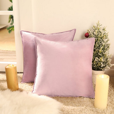 Deconovo Set of 2 Cushion Covers 65cm x 65cm 26x26 Inches Flanges Throw Pillow Cases for Bed with Invisible Zipper Light Pink DIY at B Q