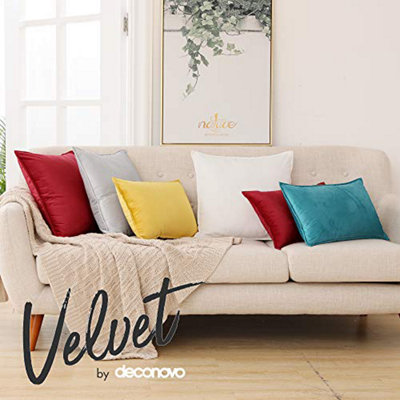 Deconovo Set of 2 Large Crushed Velvet Cushion Covers with Invisible Zipper 65cm x 65cm Pure