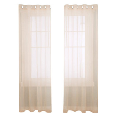 Deconovo Set of 2 Transparent Curtains Living Room Bedroom Eyelet Curtain Modern 55 x 110 Inch Peach Pink