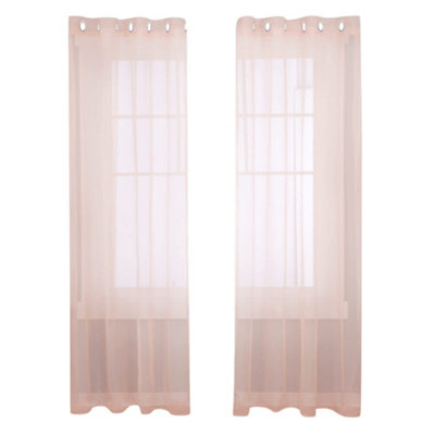 Deconovo Set of 2 Transparent Curtains Living Room Bedroom Eyelet Curtains Modern, 55 x 96 Inch, Pink