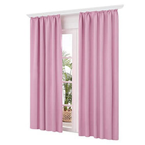 Deconovo Solid Blackout Curtains Pencil Pleat Curtains Thermal Insulated Curtains for Girls Bedroom W55 x L69 Inch Pink 2 Panels