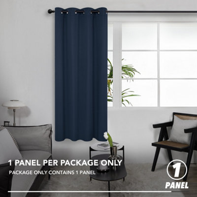 Deconovo Solid Curtain Blackout Curtain Room Darkening Eyelet Curtain Thermal Inshulated Curtain W55xL70 Inch Navy Blue 1 Panel