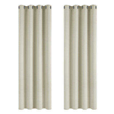 Deconovo Solid Curtains Super Soft Thermal Eyelet Blackout Curtains Window Curtains for Bedroom, 52 x 63 Inch, Light Beige, 1 Pair