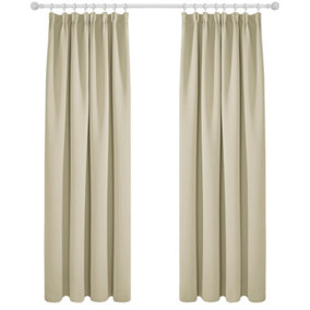 Deconovo Solid Super Soft Curtains Thermal Insulated Pencil Pleat Blackout Curtains Ready Made Curtains 66 x 90 Beige Two Panels