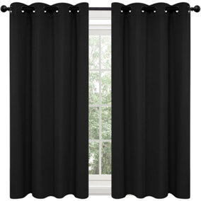 Deconovo Solid Thermal Insulated Eyelet Blackout Curtains for Bedroom Including 55x96 Inch Two Panels Black