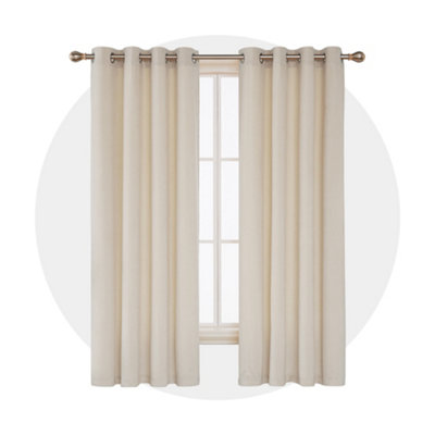 Deconovo Solid Velvet Curtains Beige W46 x L54 Inch 2 Pack