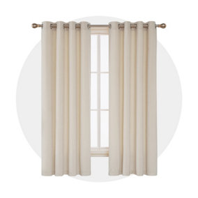 Deconovo Solid Velvet Curtains Beige W46 x L54 Inch 2 Pack
