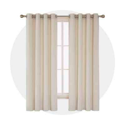 Deconovo Solid Velvet Curtains Beige W46 x L72 Inch 2 Pack