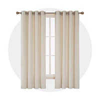 Deconovo Solid Velvet Curtains Beige W46 x L90 Inch 2 Pack