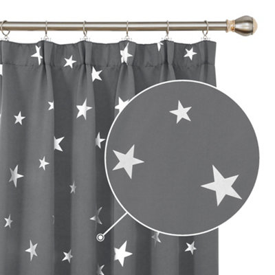 Deconovo Star Curtains Thermal Insulated Pencil Pleated Blackout Curtains for Bedroom Window Panels 52 x 95 Inch Grey 2 Panels