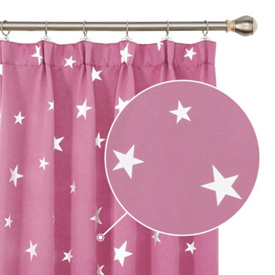 Deconovo Stars Foil Printed Thermal Insulated Curtains Pencil Pleated Blackout Curtains for Living Room 52 x 95 Inch Pink 2 Panels