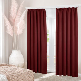 Deconovo Super Soft Blackout Curtains Pencil Pleat Curtains Thermal Insulated Curtains for Girls Room Red W55 x L69 Inch 2 Panels